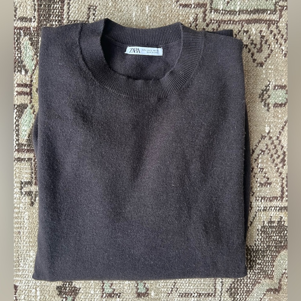 Zara Mockneck Sweater - Brown - L